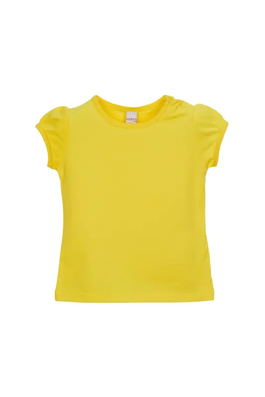 Sarı Basic Kız Bebek Çıtçıtlı Sıfır Yaka Karpuz Kol Tişört-FREESIA YELLOW - LOVETTI