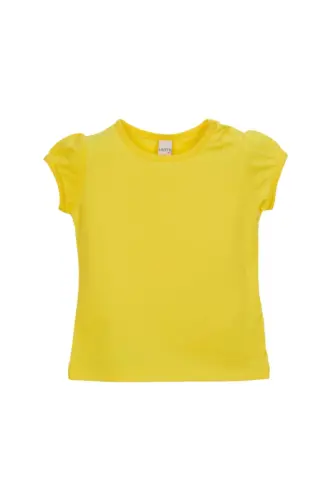 Sarı Basic Kız Bebek Çıtçıtlı Sıfır Yaka Karpuz Kol Tişört-FREESIA YELLOW - 3