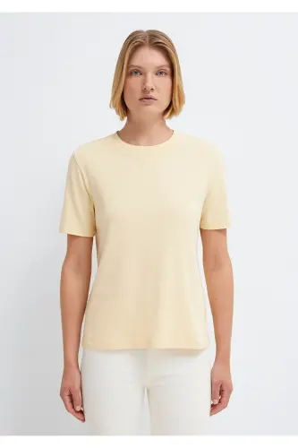 Sarı Basic Tişört Semi Slim Fit / Yarı Dar Kesim 1612916-70027-Sarı - 3