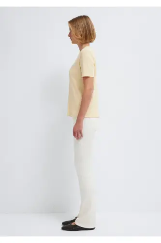 Sarı Basic Tişört Semi Slim Fit / Yarı Dar Kesim 1612916-70027-Sarı - 4