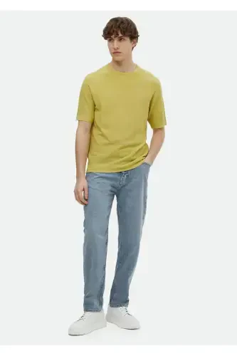 Sarı Bisiklet Yaka Jakarlı Triko-Sarı - RAMSEY (1)