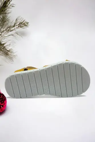 Sarı Cırt Cırtlı Unisex Bebek Sandalet-Sarı - 4