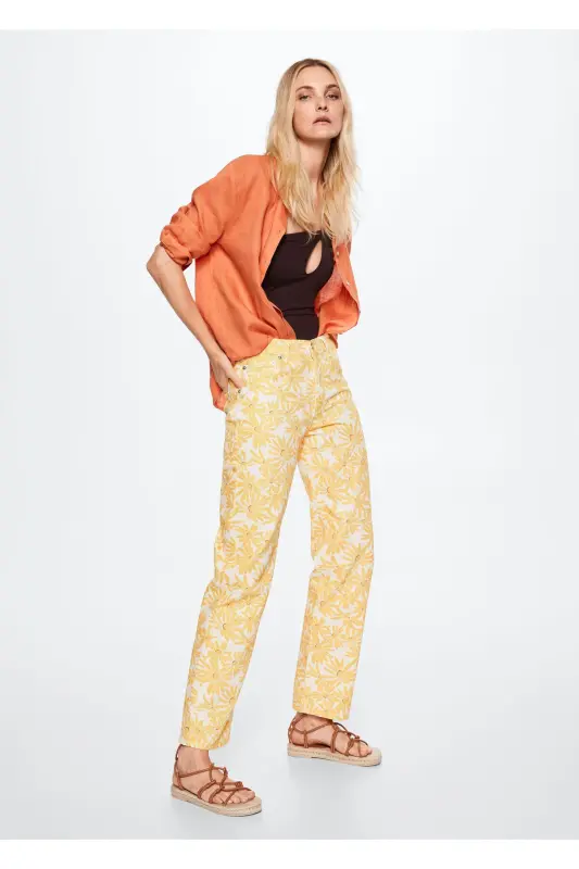Sari Kadın Yetişkin Pantolon 37061307 - Sari - MANGO WOMAN