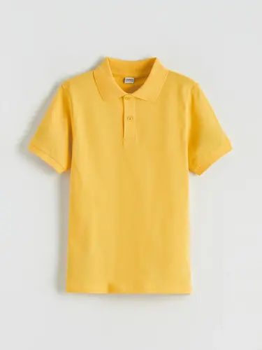 Sarı Polo Yaka Erkek Çocuk Pike Tişört-Sarı - 1