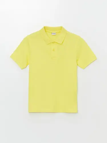 Sarı Polo Yaka Kısa Kollu Basic Erkek Çocuk Tişört-Sarı - 1