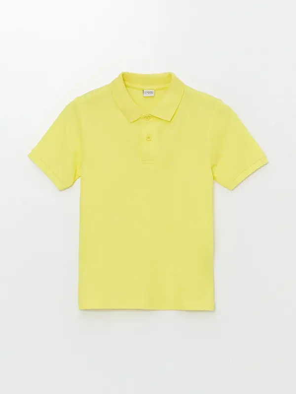 Sarı Polo Yaka Kısa Kollu Basic Erkek Çocuk Tişört-Sarı - 1
