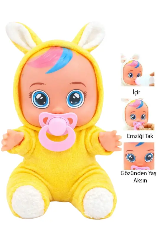 Sarı Tulumlu Ağlayan Ve Konuşan Roza Et Bebek-Sarı - 1