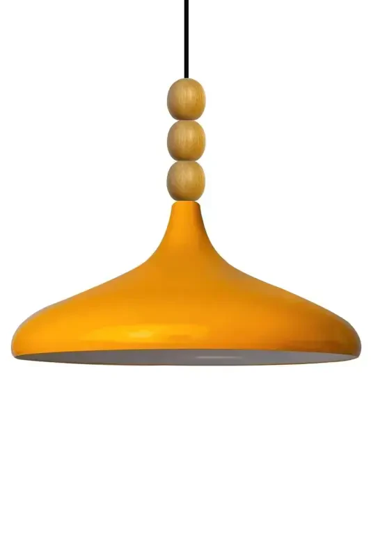 Sariq Champion yog'ochli boncukli bitta qandil osma salon oshxona butik lampasi-sariq - 6