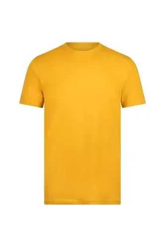 Sariq Regular Fit Velosiped Yoqali Paxtalik Asosiy Futbolka-Sariq - 1