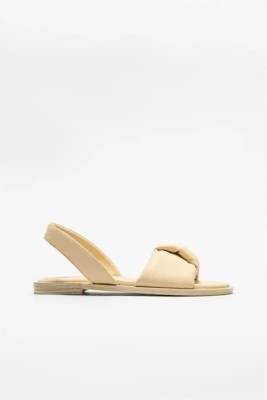 Sariq teri ayollarining tekis sandaleti - Sariq - ELLE SHOES