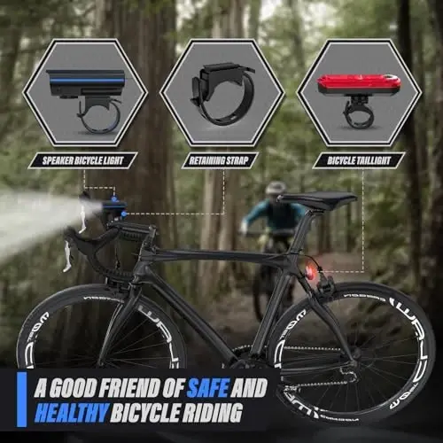 KUNHAK Rechargeable Bike Lights, Ultra Bright Bike Lights for Night Riding, Road Mountain Bike Accessories for Kids Adults - Headlight with Tail Light - 4