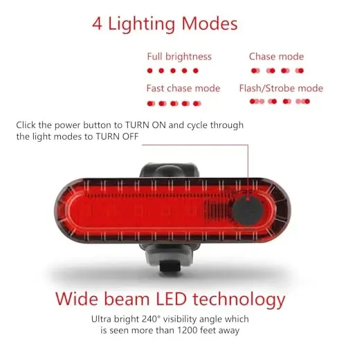 Bike Tail Light Rechargeable 2 Pack, Rear Red Bike Light for Night Riding, Back Bicycle Taillights with Great Battery Life, Easy to Install On Any Bike Trailer or Helmet - 5