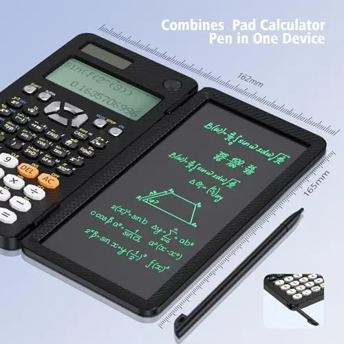 Rechargeable ROATEE 991ES MAX Scientific Calculators, CalcNote Multiview 4-Line Display with LCD Writing Tablet Notepad, Foldable Portable for Business High School College Students and Teacher(Black) - 3