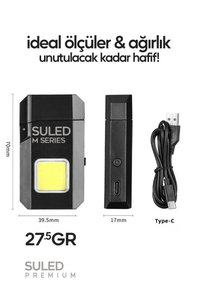 Şarjlı Çakmak USB Şarjlı LED Fener M Serisi Kamp Çakmağı COB Led CE Rüzgardan Etkilenmez - 4