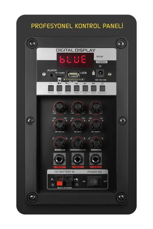 Şarjlı Çift Mikrofonlu Hoparlör Karaoke Sistemi Taşınabilir Amfi Büyük MT70 Bluetooth Hoparlör - Siyah - 9