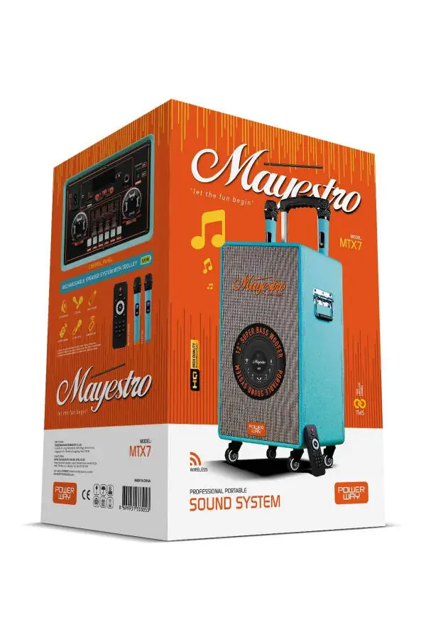 Şarjlı Çift Mikrofonlu Ses Sistemi Karaoke Sistemi Taşınabilir Amfi MTX7 Bluetooth Hoparlör - 4