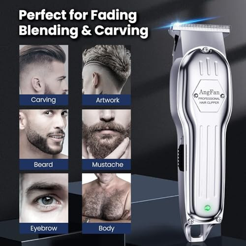 ANGFAN Professional Hair Clippers for Men - Cordless Clippers & Trimmers Set with LCD Display, 7200RPM High-Speed Motor, 5H Runtime, Wall-Mountable Barber Tools for Home Use & Professional Barbers - 3