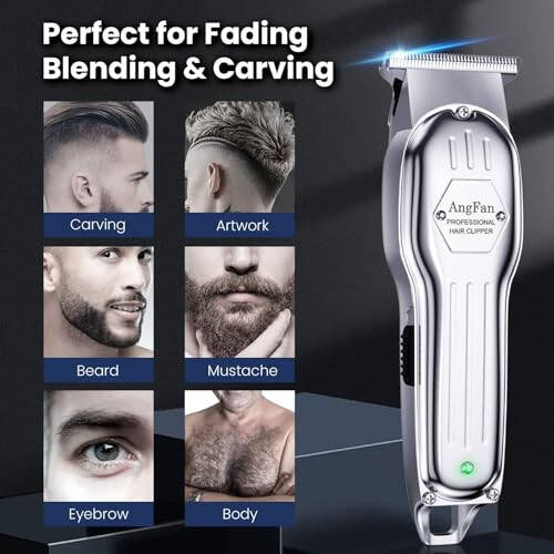 ANGFAN Professional Hair Clippers for Men - Cordless Clippers & Trimmers Set with LCD Display, 7200RPM High-Speed Motor, 5H Runtime, Wall-Mountable Barber Tools for Home Use & Professional Barbers - 3