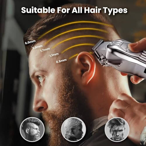 ANGFAN Professional Hair Clippers for Men - Cordless Clippers & Trimmers Set with LCD Display, 7200RPM High-Speed Motor, 5H Runtime, Wall-Mountable Barber Tools for Home Use & Professional Barbers - 4