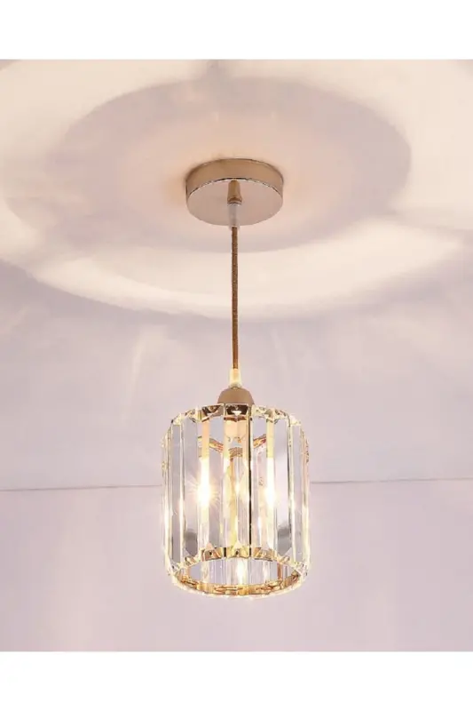 Sarkıt Tekli Gold Y-12 (PLAF.TESİSAT)kristal Taşlı Avize-gold - 1