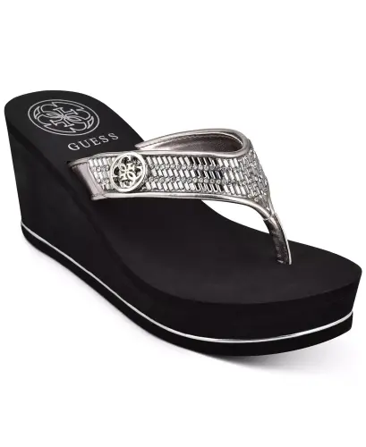 Women's Sarraly Eva Logo Wedge Slip On Flip Sandals - Disco Rhinestone - 1