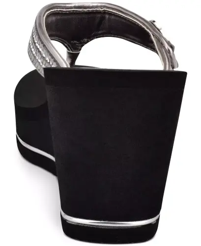 Women's Sarraly Eva Logo Wedge Slip On Flip Sandals - Disco Rhinestone - 3