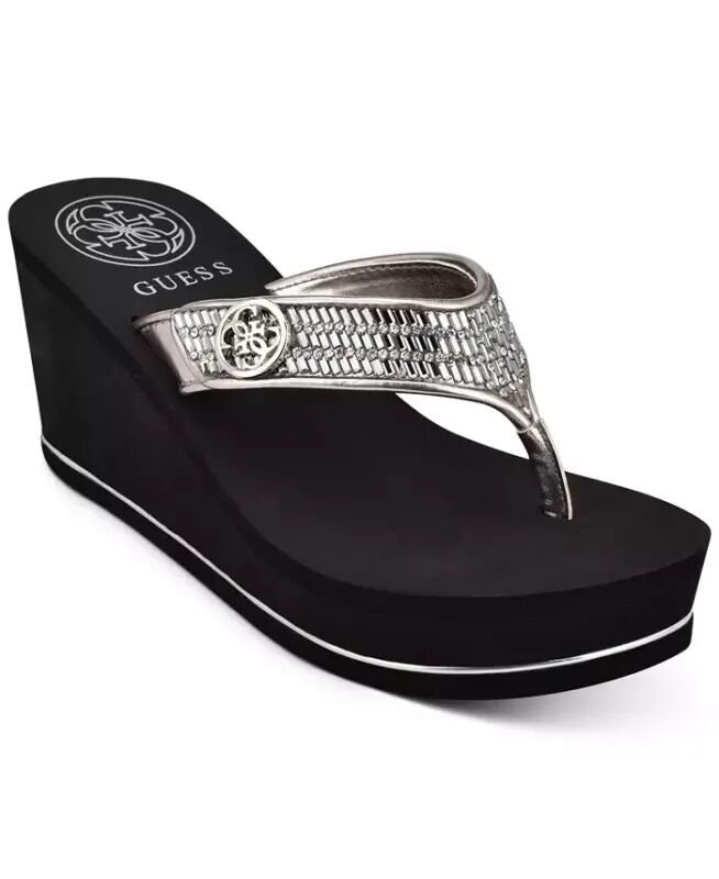 Sarraly Eva Logo Wedge Slip On Flip Sandals - GUESS