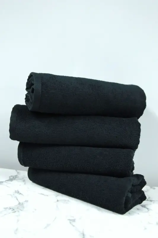 Sartaroshlar uchun maxsus bo'yoq o'tkazmaydigan mikrofiber soch sochiq 50x90 sm. 4 dona to'plam - Qora - 4