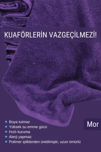 Sartaroshlar uchun maxsus bo'yoq tutmaydigan mikrofiber soch sochiq 50x90 sm. 4 dona to'plam - Binafsha - 3