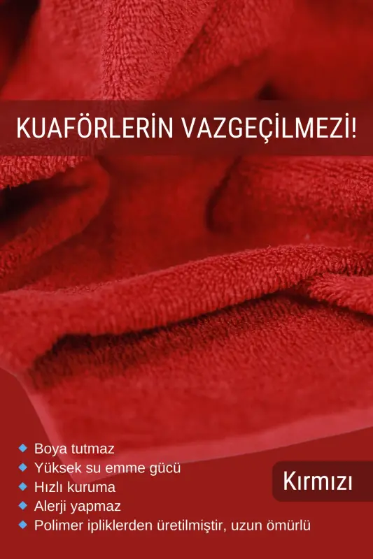 Sartaroshlar uchun maxsus bo'yoq tutmaydigan mikrofiber soch sochiq 50x90 sm. 4 dona to'plam-Qizil - 3