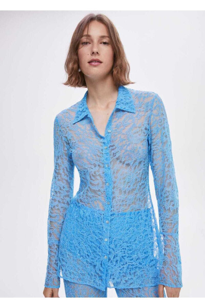 Sash Embroidered Lace Shirt - MANGO