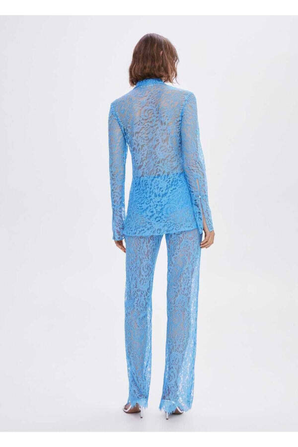 Sash Embroidered Lace Shirt - 4