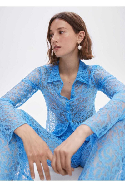 Sash Embroidered Lace Shirt - 6