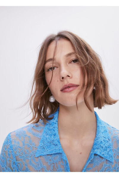 Sash Embroidered Lace Shirt - 7