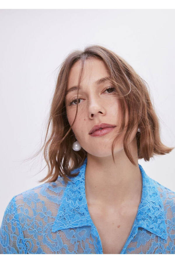 Sash Embroidered Lace Shirt - 7