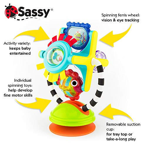 Sassy Fishy Fascination Station 2-in-1 Suction Cup High Chair Toy, Developmental Tray Toy for Early Learning, Ages 6+ Months - 15