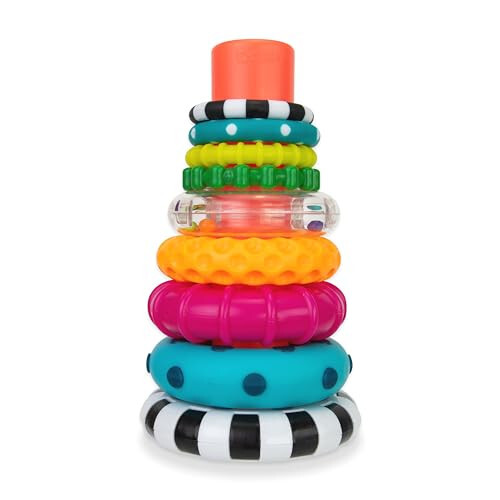 Sassy Stacks of Circles Stacking Ring STEM Learning Toy, 6+ oylik, ko'p rangli, 9 qismli to'plam - Sassy