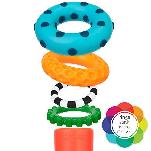 Sassy Stacks of Circles Stacking Ring STEM Learning Toy, 6+ oylik, ko'p rangli, 9 qismli to'plam - 6