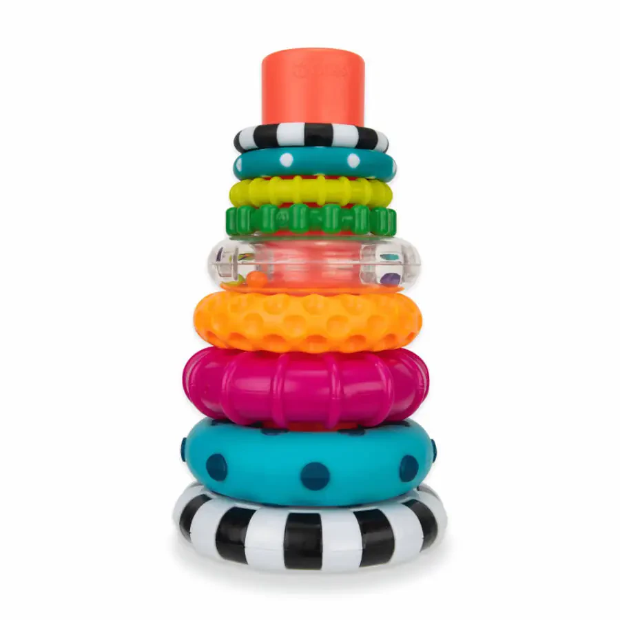 Sassy Stacks of Circles Stacking Ring STEM Learning Toy, 9 Piece Set, Ages 6 Months and Up - 1