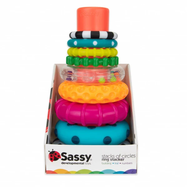 Sassy Stacks of Circles Stacking Ring STEM Learning Toy, 9 Piece Set, Ages 6 Months and Up - 8