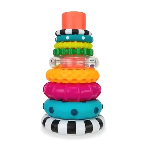 Sassy Stacks of Circles Stacking Ring STEM Learning Toy, Age 6+ Months, Multi, 9 Piece Set (Pack of 12) - 1