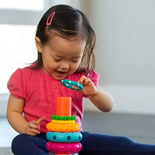 Sassy Stacks of Circles Stacking Ring STEM Learning Toy, Age 6+ Months, Multi, 9 Piece Set (Pack of 12) - 5