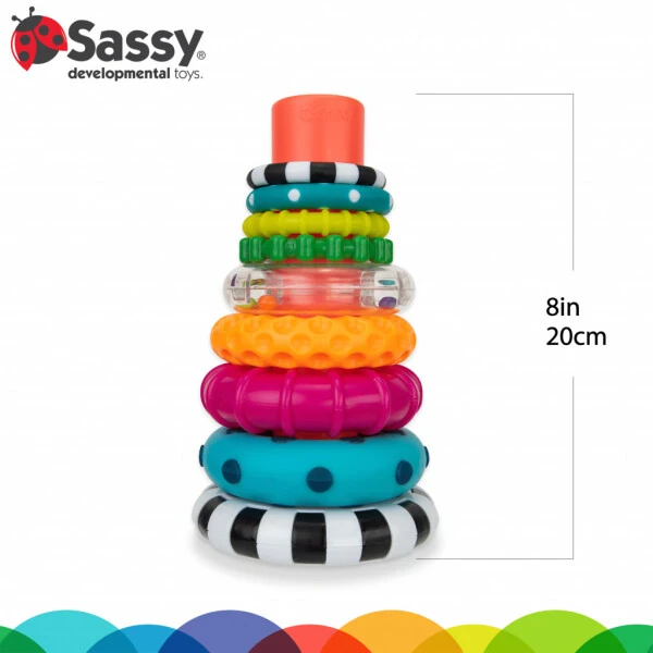 Sassy Stacks of Circles Stacking Ring STEM Learning Toy, 9 Piece Set, Ages 6 Months and Up - 6