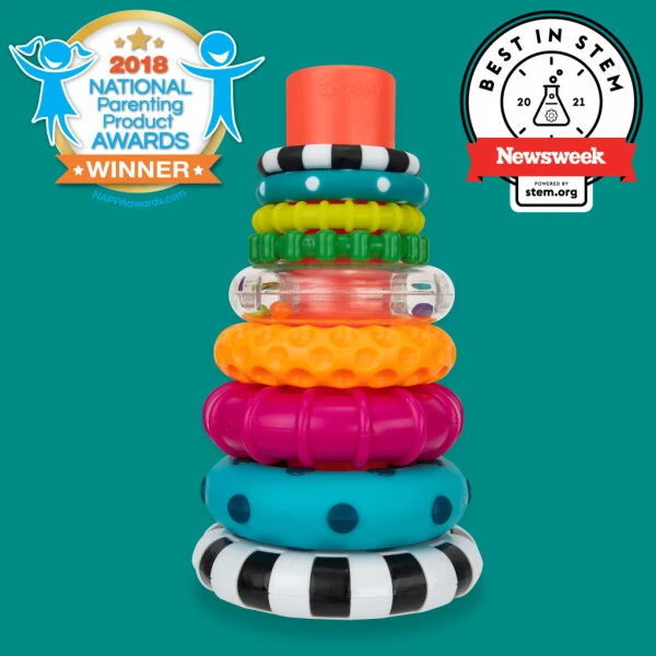 Sassy Stacks of Circles Stacking Ring STEM Learning Toy, 9 Piece Set, Ages 6 Months and Up - 10