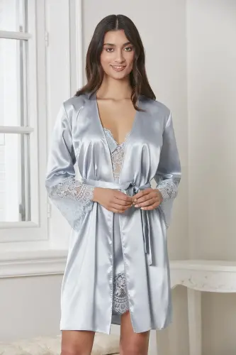 Сатен Altılı Gelin Çeyiz Seti - 6015 Mist-Mist 