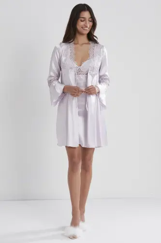 Saten Altılı Gelin Çeyiz Seti - 6325 Viola - Viola - PIERRE CARDIN (1)