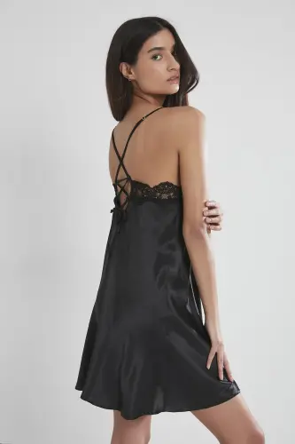 Saten Altılı Gelin Çeyiz Seti - 6335 Siyah-Siyah - 7