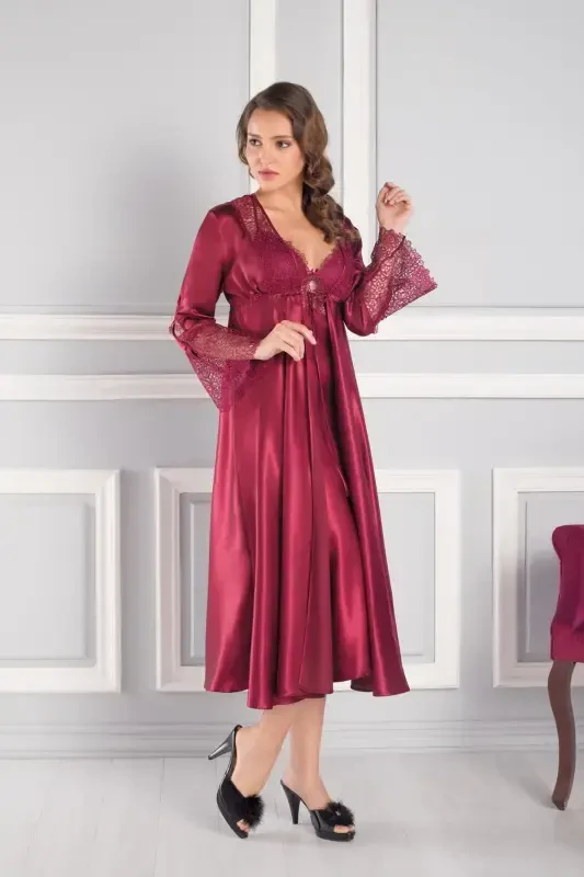 Saten Altılı Gelin Çeyiz Seti - 6620 Bordo-Bordo - 2