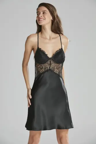 Saten Altılı Gelin Çeyiz Seti - 6625 Siyah-Siyah - 5