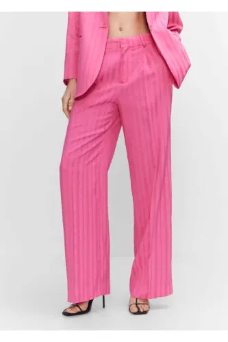 Saten çizgi detaylı pantolon - MANGO